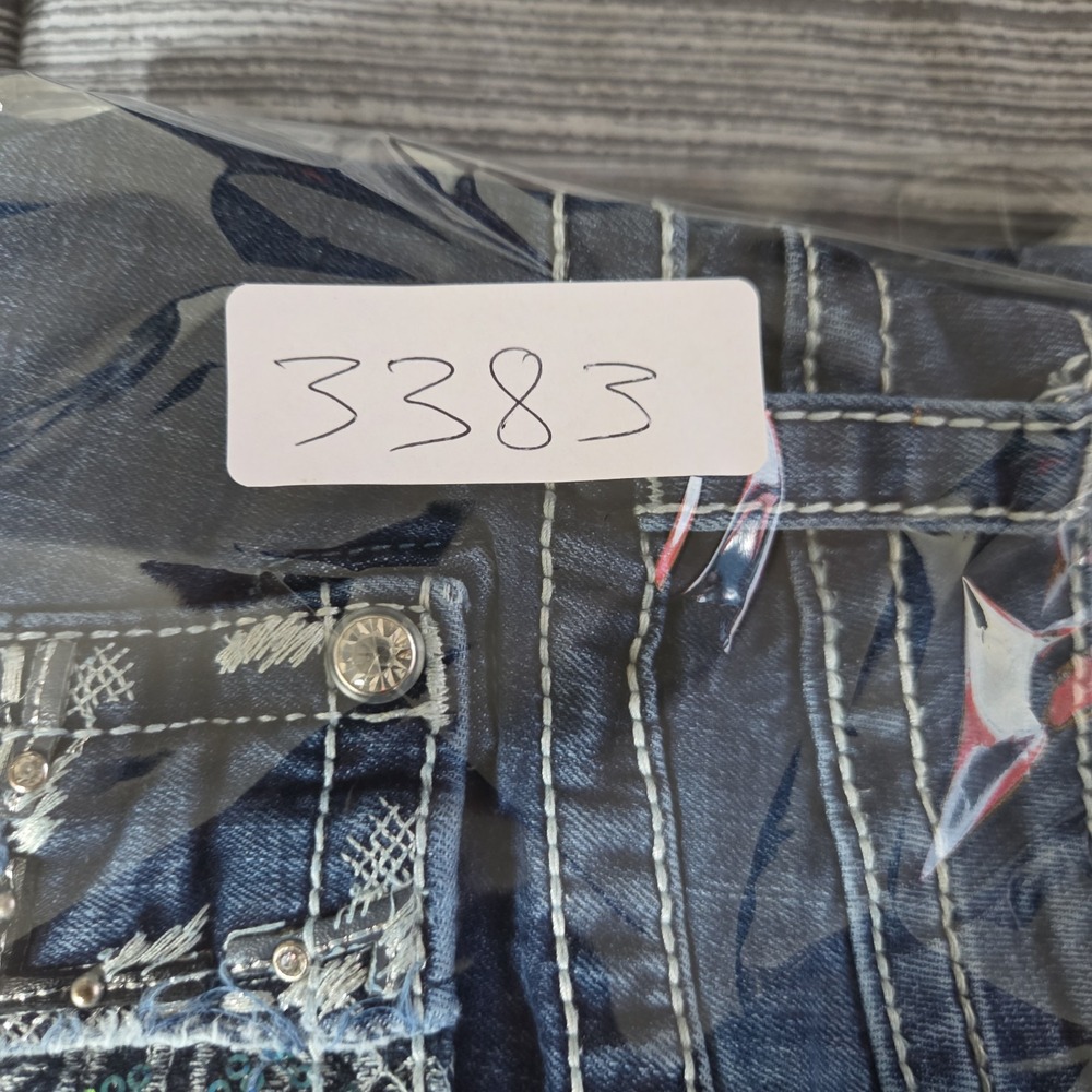 Miss Me Mid Rise Skinny Jeans Dark Wash Embroidered Rhinestone Size 30 - Picture 7 of 7
